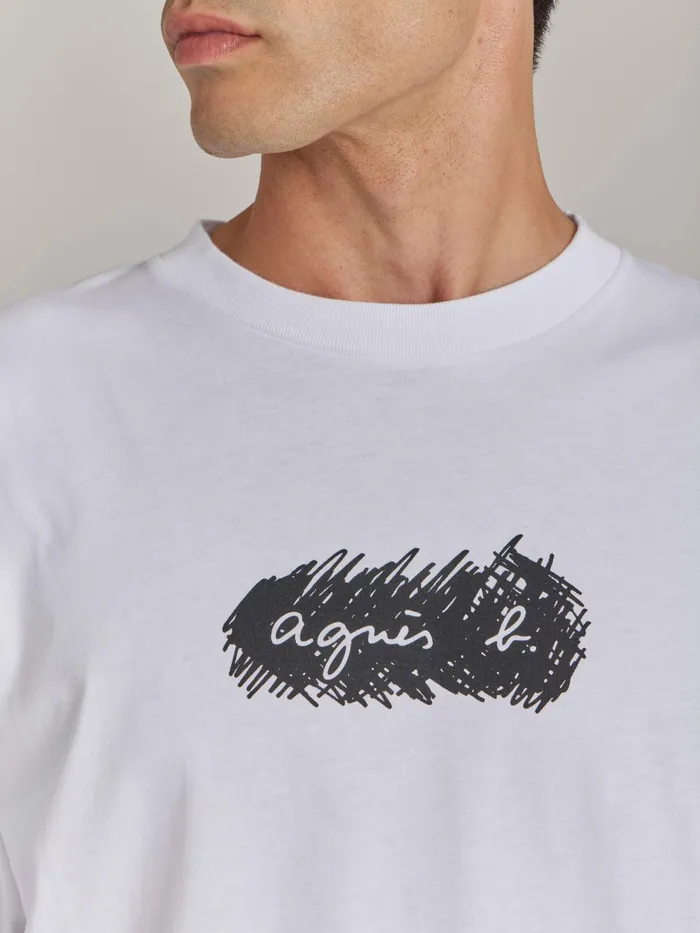 Men Agns B Tshirts and Polo Shirts White Cotton Screenprinted Christof Tshirt