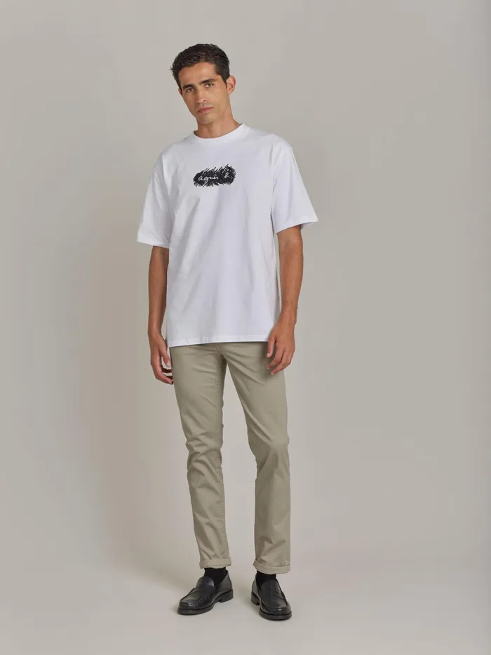 Men Agns B Tshirts and Polo Shirts White Cotton Screenprinted Christof Tshirt