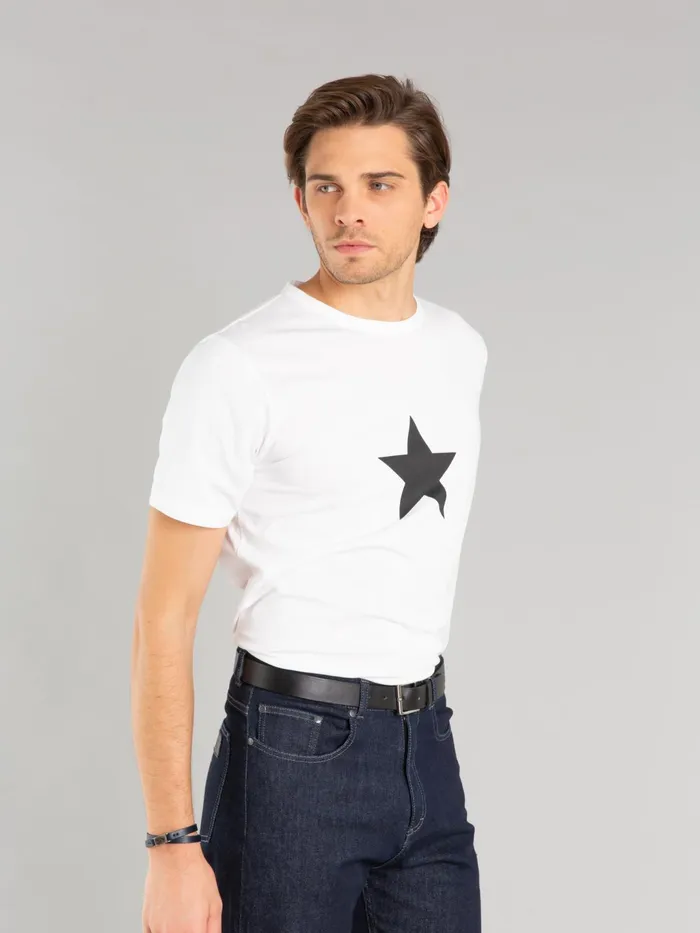 Men Agns B Tshirts and Polo Shirts White Short Sleeves Coulos Star Tshirt