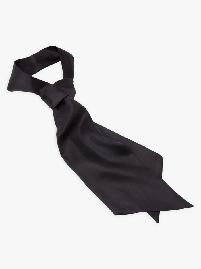 Men Agns B Ties and Bow Ties Black Silk Ascot Tie