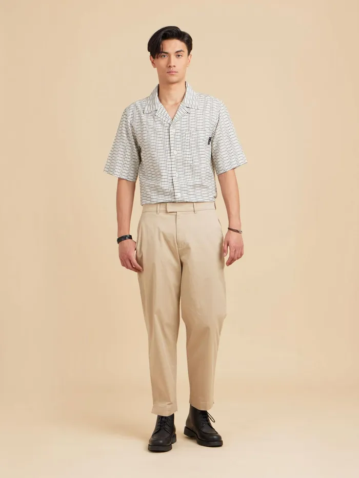 Men Agns B Trousers Beige Cotton Jami Trousers