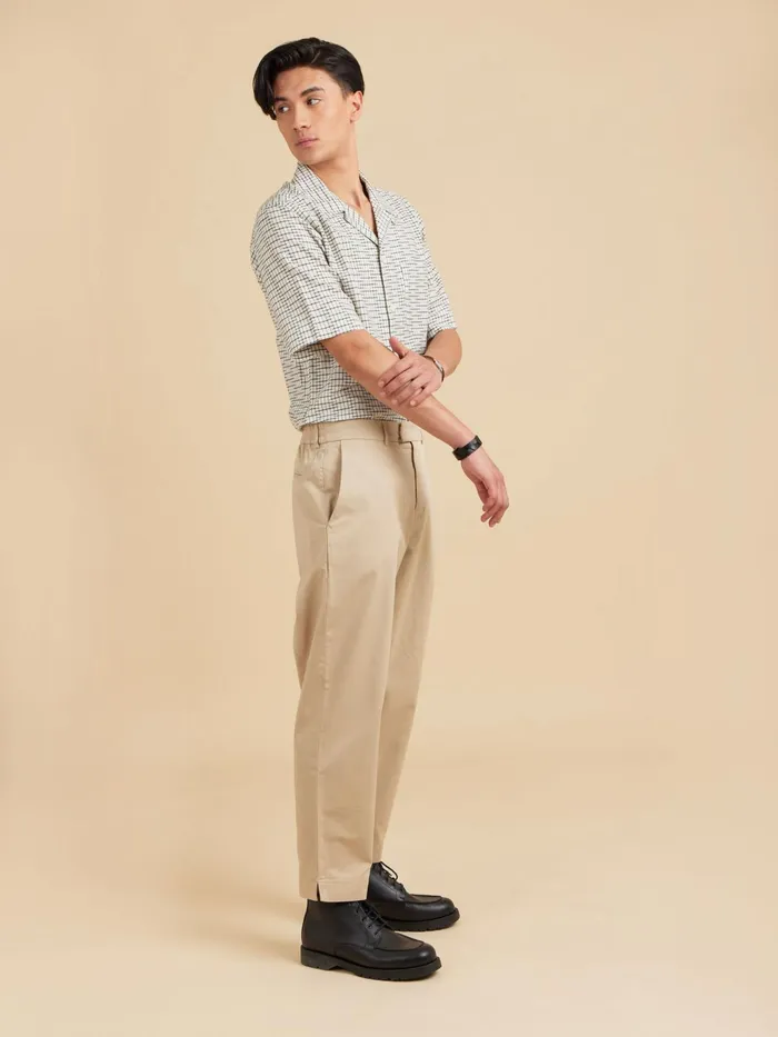 Men Agns B Trousers Beige Cotton Jami Trousers