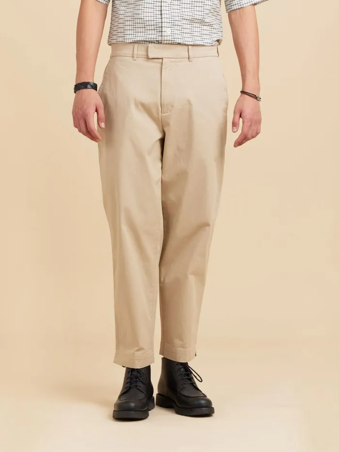Men Agns B Trousers Beige Cotton Jami Trousers