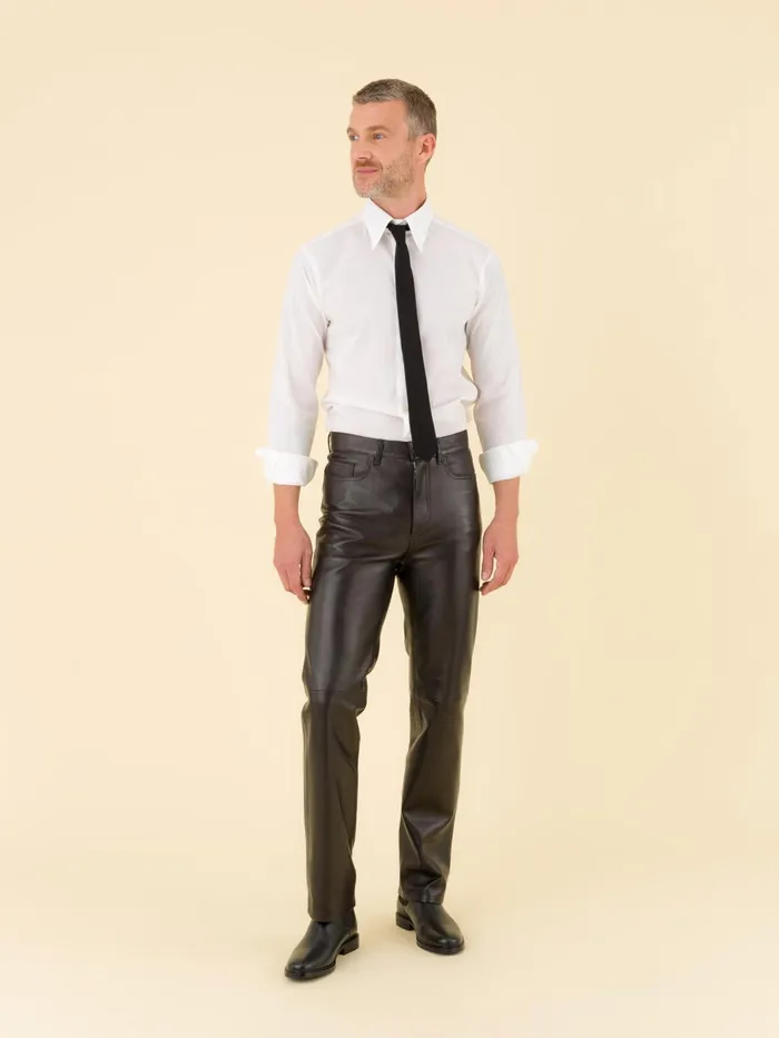 Men Agns B Trousers Black Jean039s New Lambskin Leather Trousers
