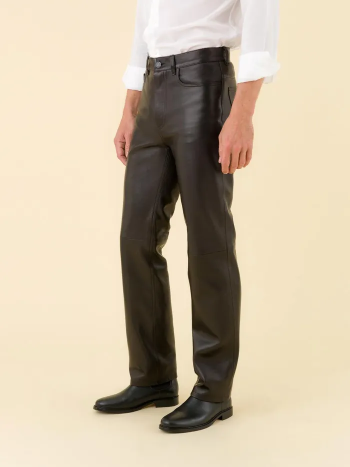 Men Agns B Trousers Black Jean039s New Lambskin Leather Trousers