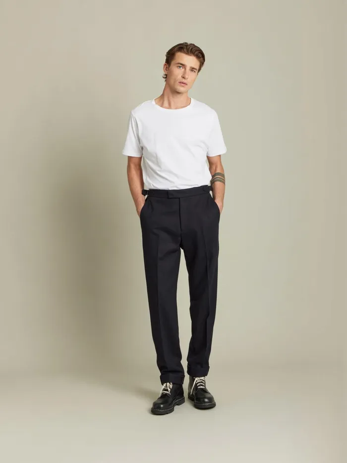 Men Agns B Trousers Black Wool Gabardine Trousers