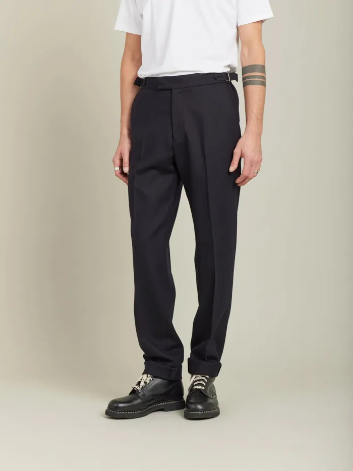 Men Agns B Trousers Black Wool Gabardine Trousers