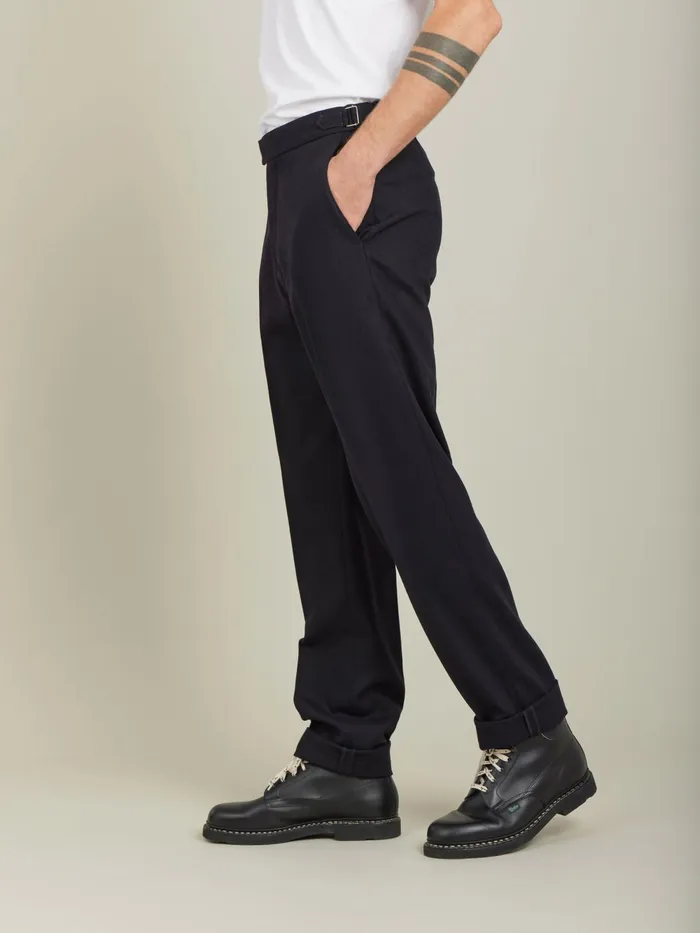 Men Agns B Trousers Black Wool Gabardine Trousers