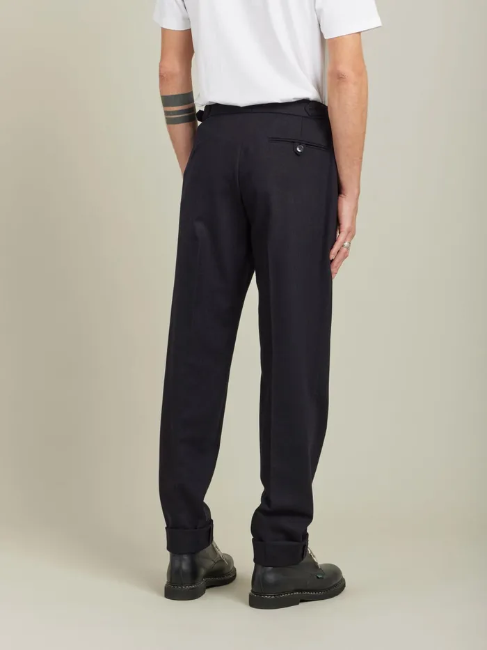 Men Agns B Trousers Black Wool Gabardine Trousers