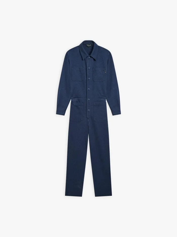 Men Agns B Trousers Blue Cotton Jumpsuit