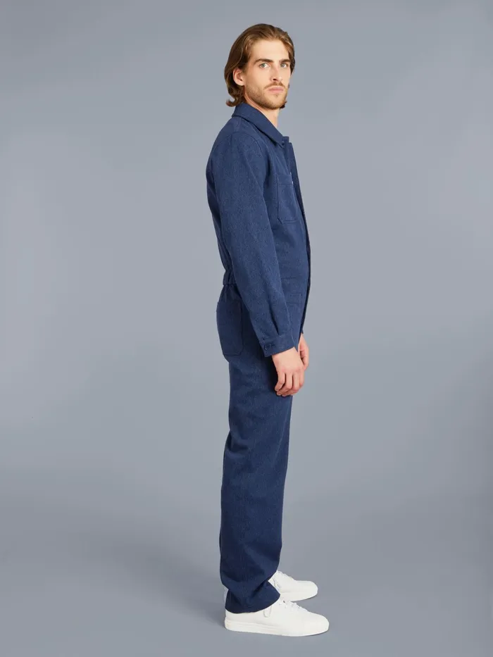 Men Agns B Trousers Blue Cotton Jumpsuit