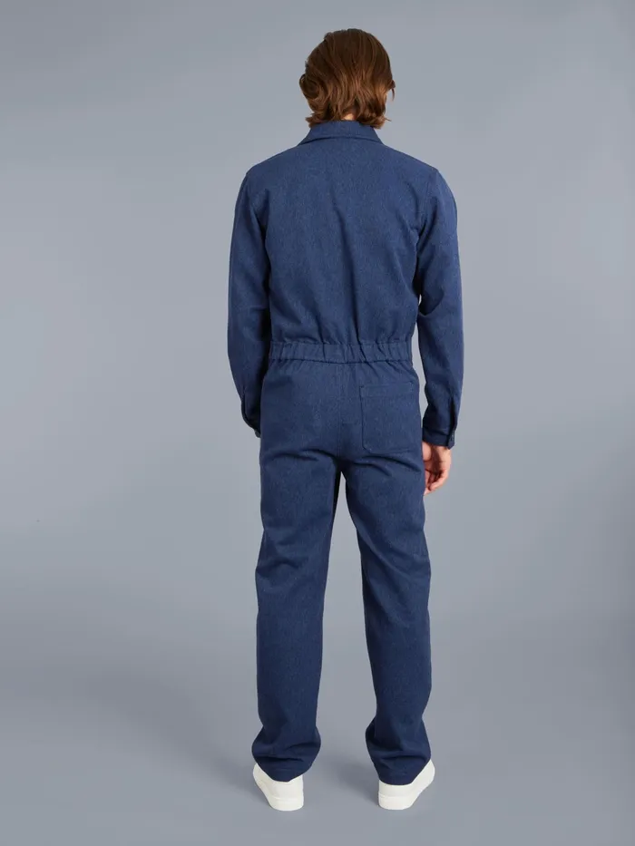 Men Agns B Trousers Blue Cotton Jumpsuit