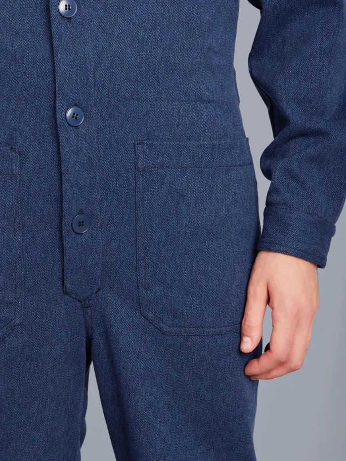 Men Agns B Trousers Blue Cotton Jumpsuit