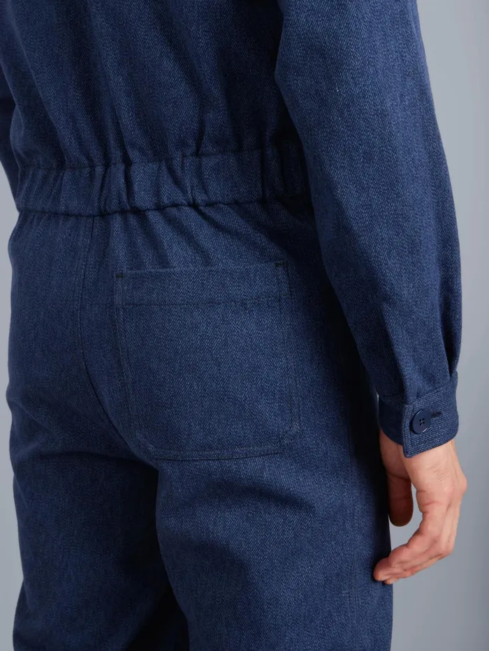 Men Agns B Trousers Blue Cotton Jumpsuit