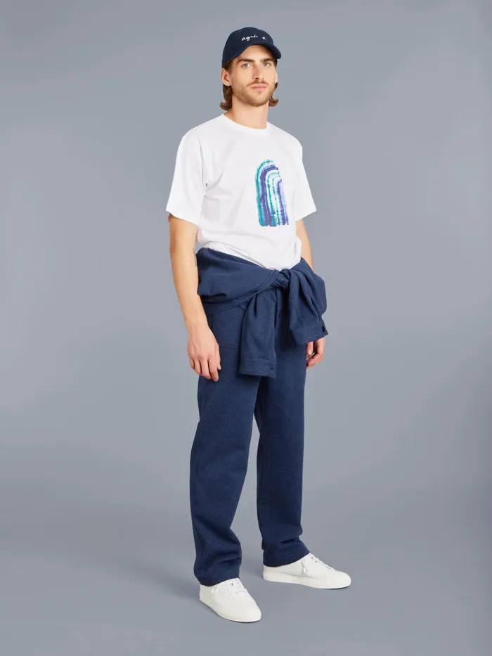 Men Agns B Trousers Blue Cotton Jumpsuit