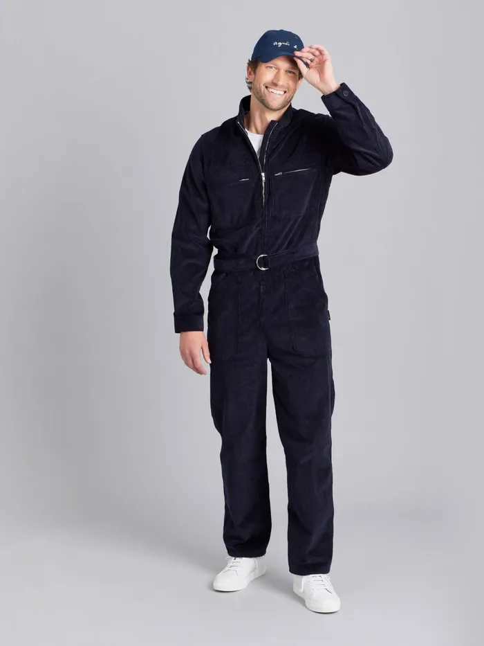 Men Agns B Trousers Blue Cotton Teo Jumpsuit