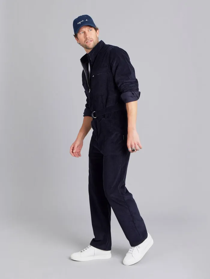 Men Agns B Trousers Blue Cotton Teo Jumpsuit