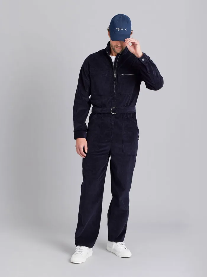 Men Agns B Trousers Blue Cotton Teo Jumpsuit
