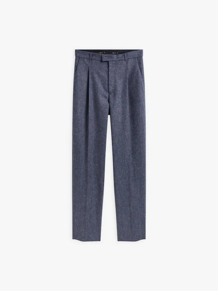 Men Agns B Trousers Blue Wool Tweed Ibra Trousers