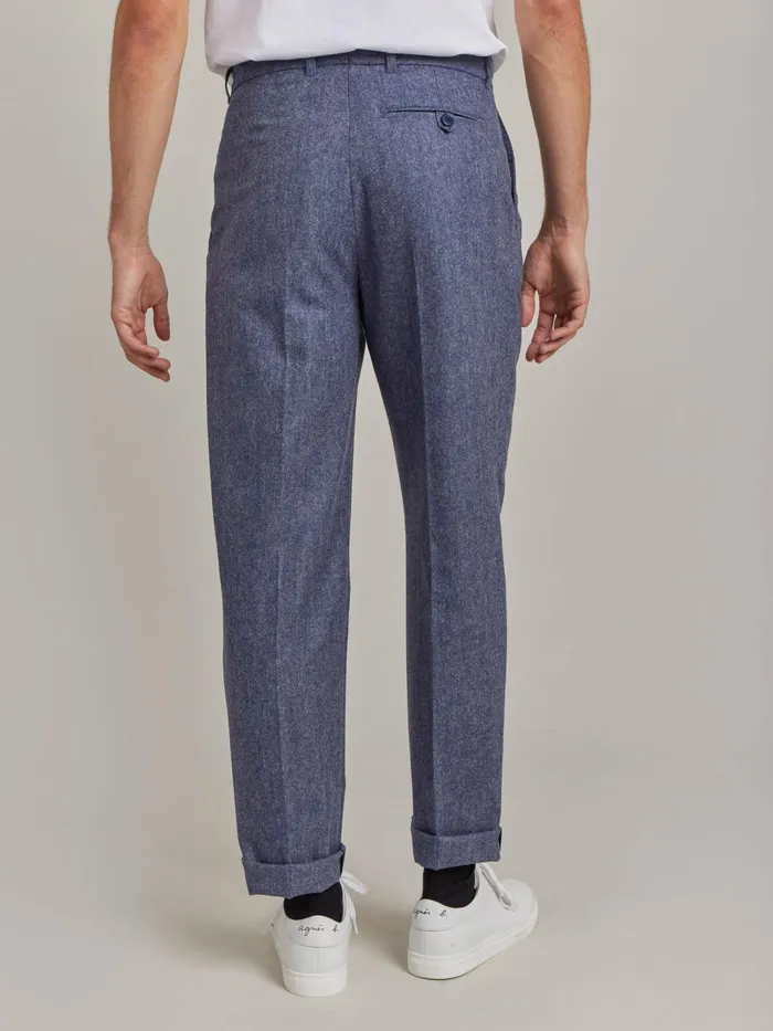 Men Agns B Trousers Blue Wool Tweed Ibra Trousers