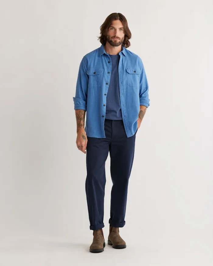 Men BURNSIDE DOUBLEBRUSHED FLANNEL SHIRT Aegean Blue Pendleton Shirts