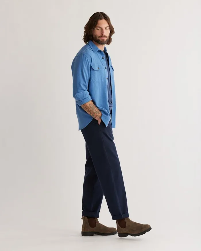 Men BURNSIDE DOUBLEBRUSHED FLANNEL SHIRT Aegean Blue Pendleton Shirts