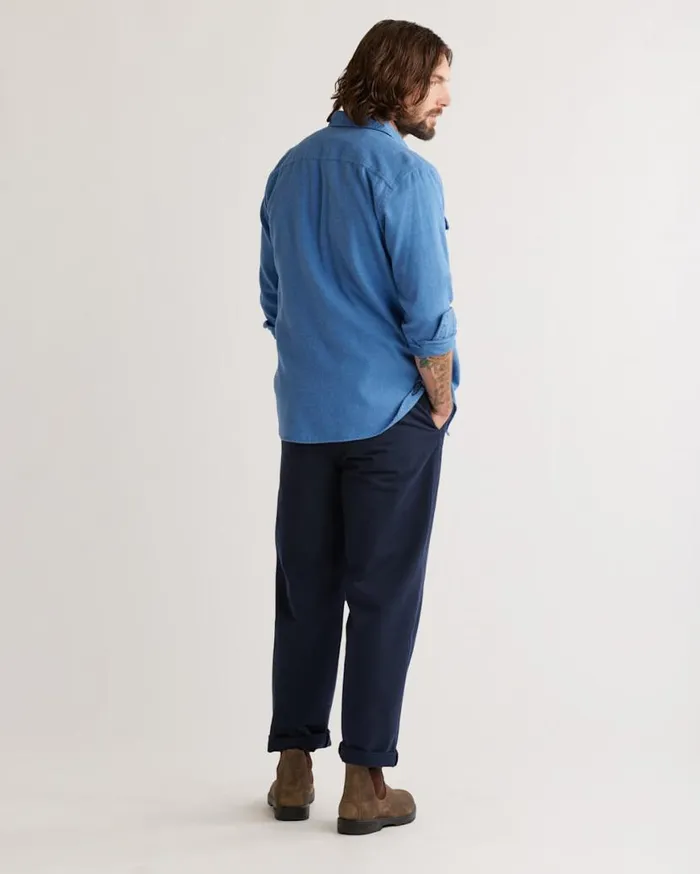Men BURNSIDE DOUBLEBRUSHED FLANNEL SHIRT Aegean Blue Pendleton Shirts