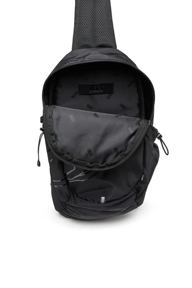 Men Diesel Backpacks DRAPE SLING BAG Black Men Diesel Backpacks DRAPE SLING BAG Black