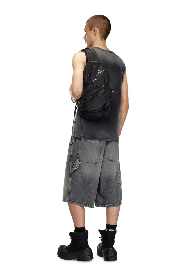 Men Diesel Backpacks DRAPE SLING BAG Black Men Diesel Backpacks DRAPE SLING BAG Black