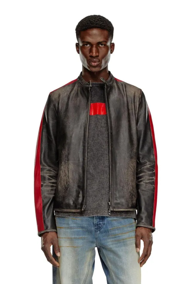 Men Diesel Jackets LRENN Blackred