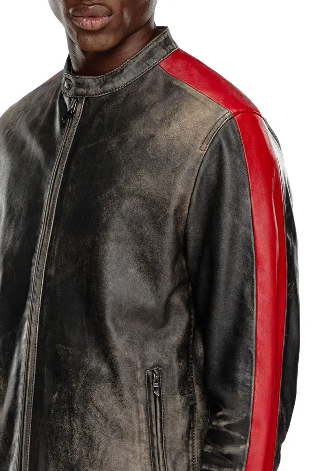 Men Diesel Jackets LRENN Blackred