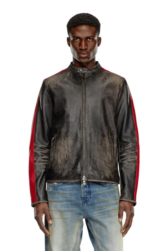 Men Diesel Jackets LRENN Blackred