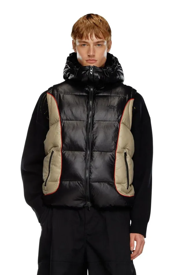 Men Diesel Jackets WOSTENDSL Blackbeige Men Diesel Jackets WOSTENDSL Blackbeige