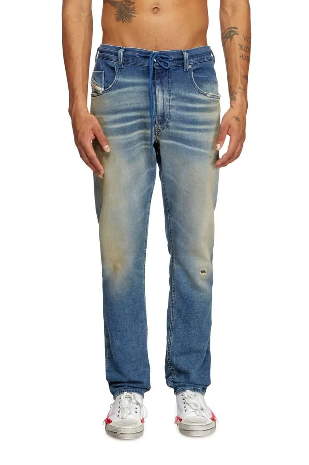 Men Diesel Jeans Regular 2030 DKrooley Joggjeans 068PQ Medium Blue Men Diesel Jeans Regular 2030 DKrooley Joggjeans 068PQ Medium Blue