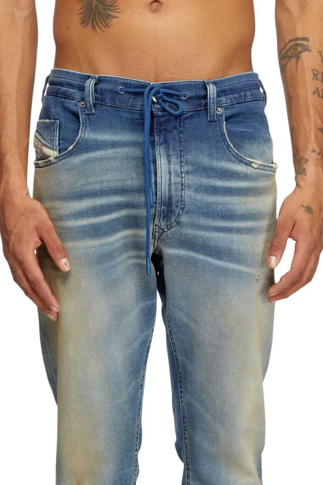 Men Diesel Jeans Regular 2030 DKrooley Joggjeans 068PQ Medium Blue Men Diesel Jeans Regular 2030 DKrooley Joggjeans 068PQ Medium Blue