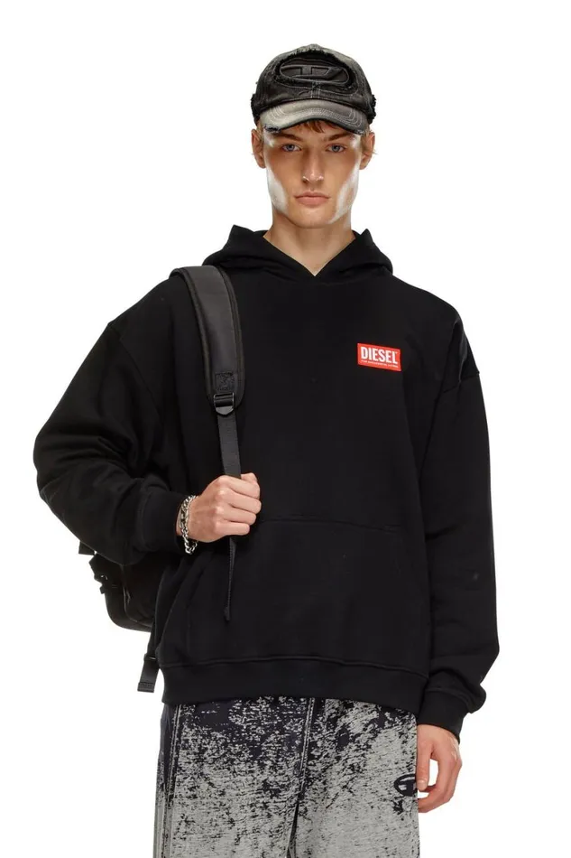 Men Diesel Sweatshirts and Hoodies SBOXTHOODLAB Black