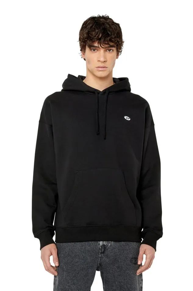 Men Diesel Sweatshirts and Hoodies SROBHOODDOVALPJ Black Men Diesel Sweatshirts and Hoodies SROBHOODDOVALPJ Black