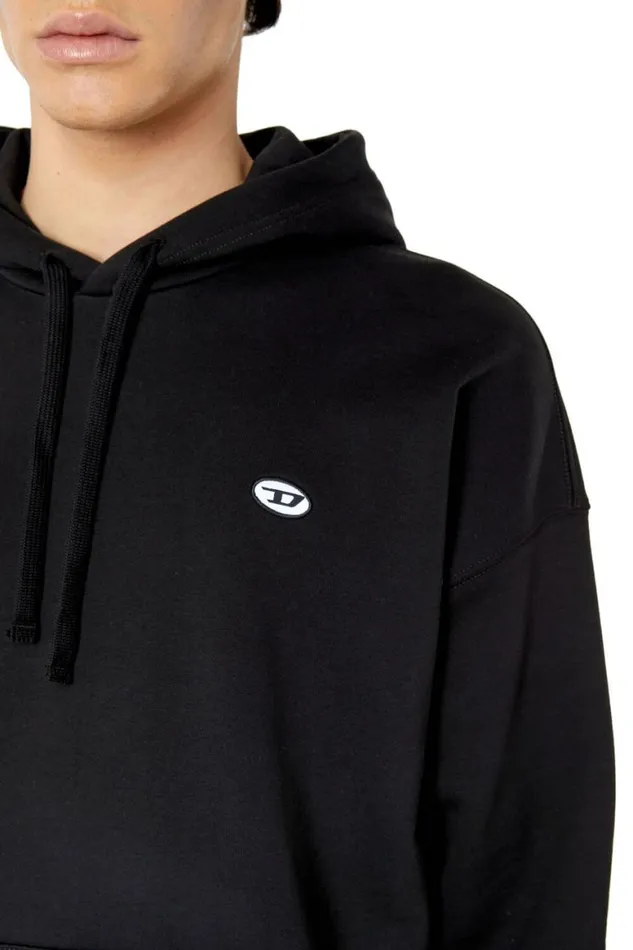 Men Diesel Sweatshirts and Hoodies SROBHOODDOVALPJ Black Men Diesel Sweatshirts and Hoodies SROBHOODDOVALPJ Black