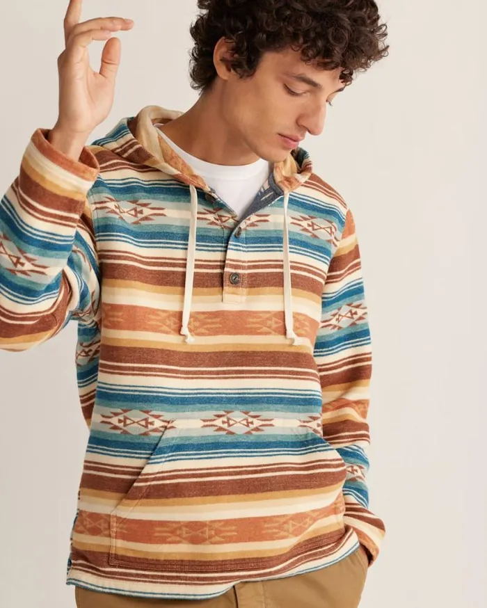 Men DOUBLESOFT DRIFTWOOD HOODIE Azurebrown Stripe Pendleton Jackets and Coats