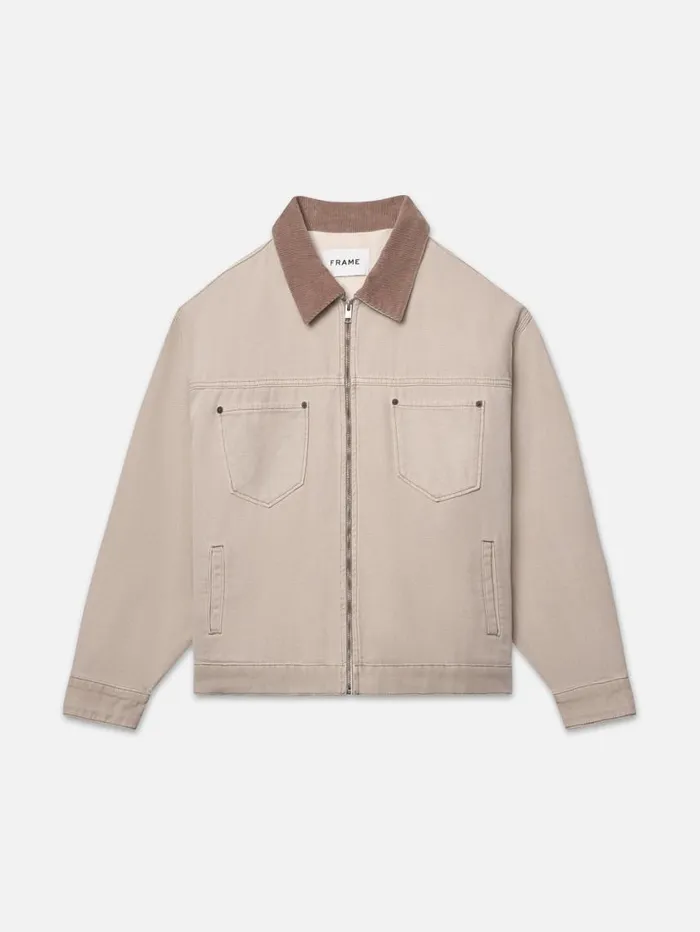 Men Jackets and Coats FRAME Canvas Trucker 8212 Beach Sand