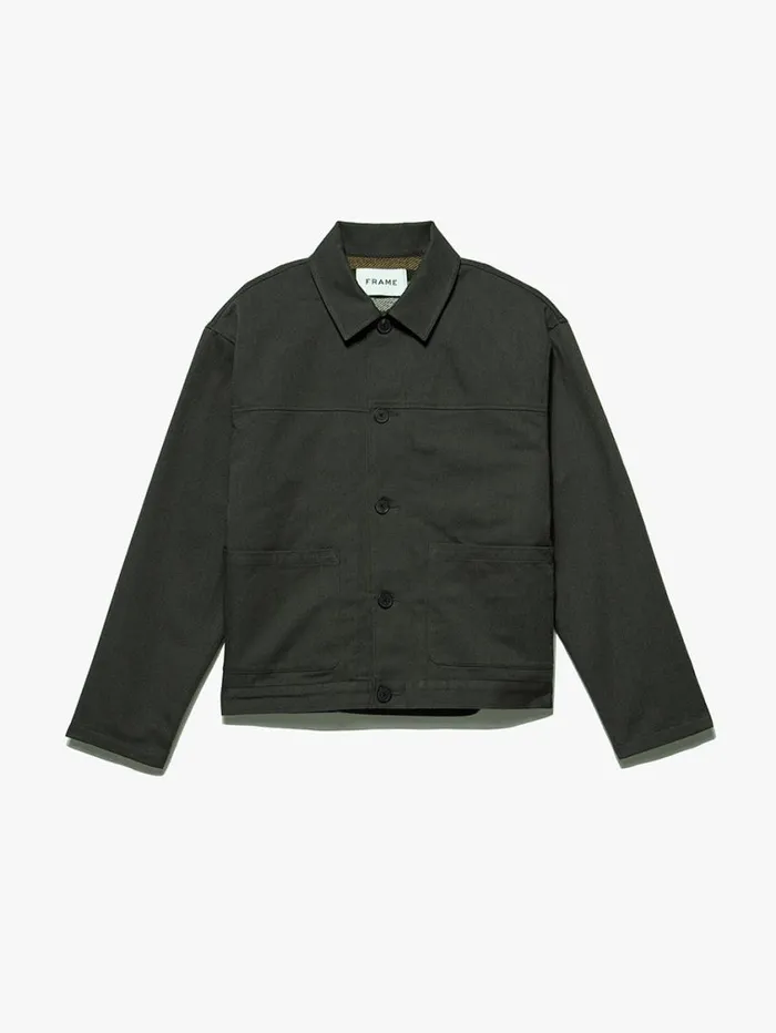 Men Jackets and Coats FRAME Lined Cotton Trucker Jacket 8212 Charcoal Grey