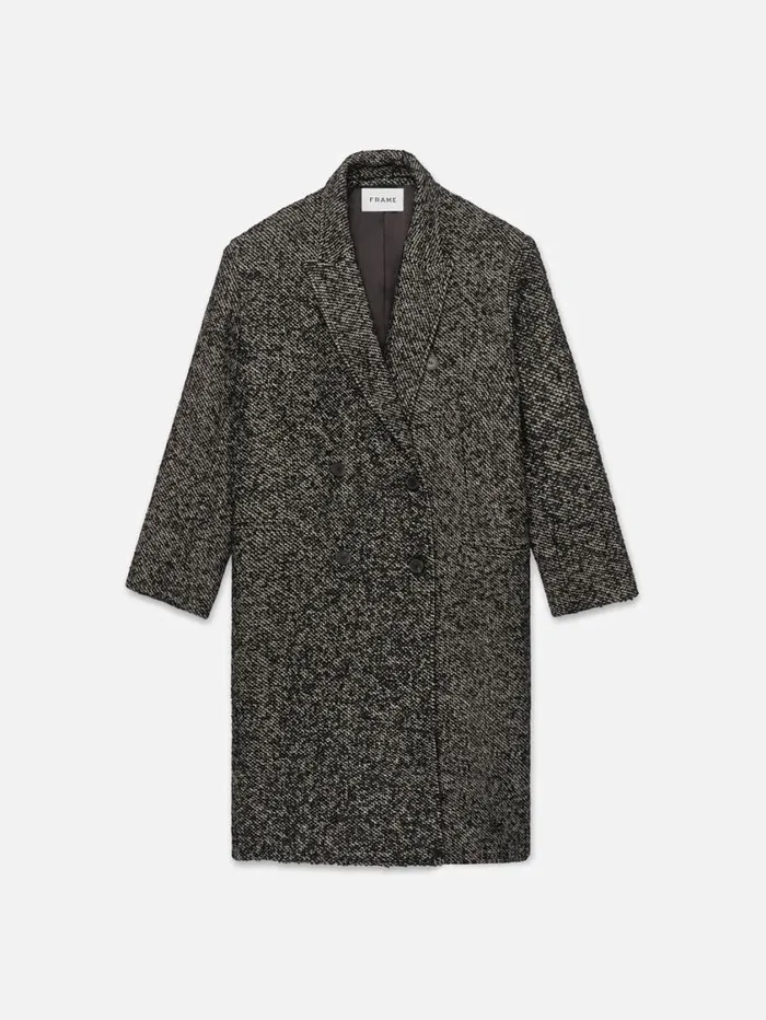 Men Jackets and Coats FRAME Tweed Double Breasted Overcoat 8212 Grey