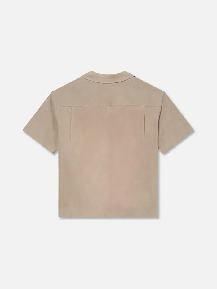 Men Leather and Suede FRAME Short Sleeve Suede Shirt 8212 Smoke Grey