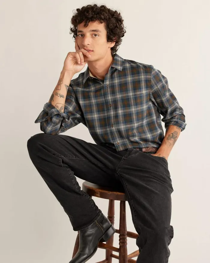 Men LODGE MERINO SHIRT Bluebrowntan Plaid Pendleton Shirts