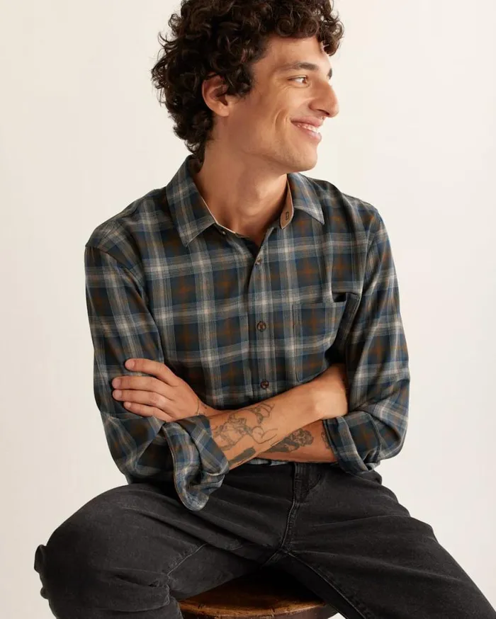 Men LODGE MERINO SHIRT Bluebrowntan Plaid Pendleton Shirts