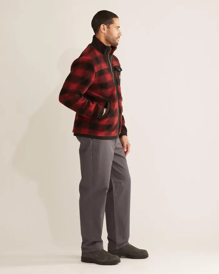 Men LONE FIR STANDCOLLAR FLEECE JACKET Red Buffalo Check Pendleton Jackets and Coats