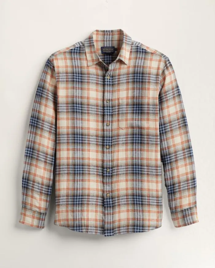 Men LONGSLEEVE DAWSON LINEN SHIRT Rustgraphitestone Plaid Pendleton Shirts