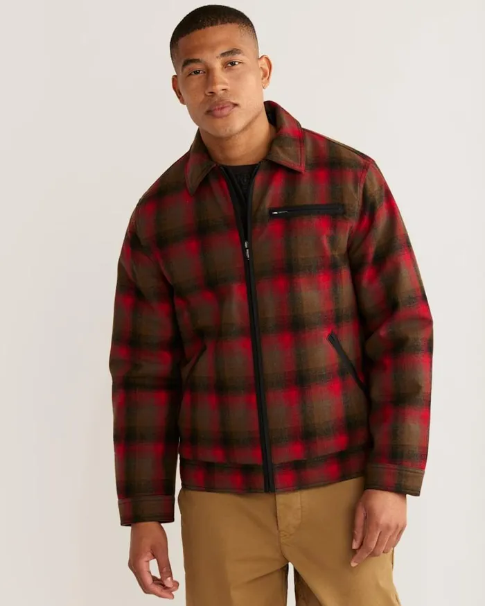 Men MT HOOD JACKET Redolive Plaid Pendleton Jackets and Coats