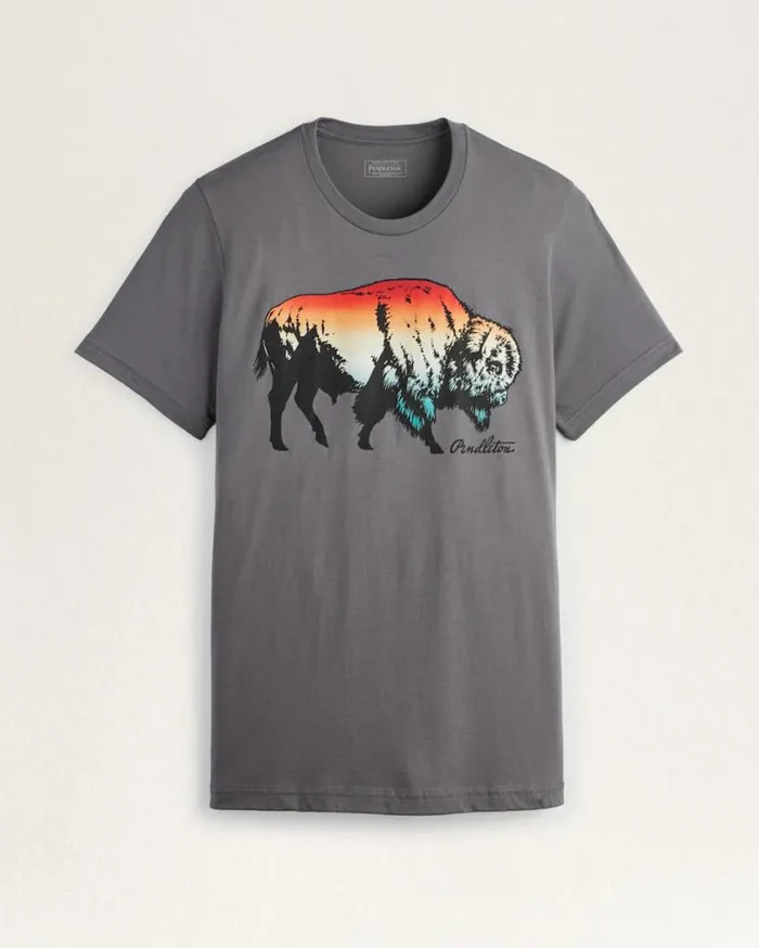 Men OMBRE BISON GRAPHIC TEE Asphaltmulti Pendleton Tees and Sweatshirts