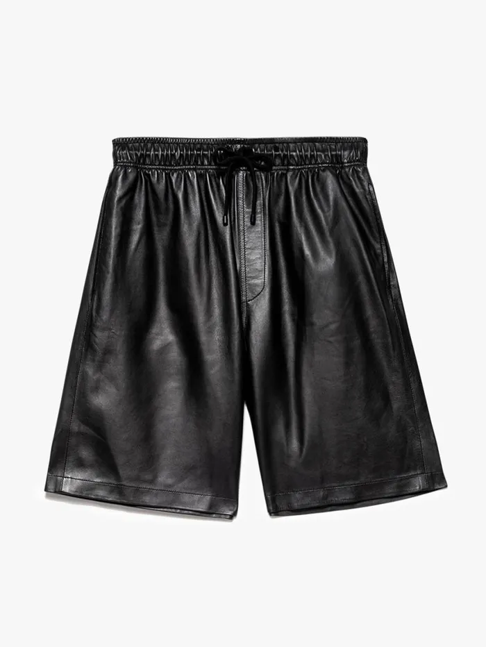 Men Pants and Shorts FRAME Leather Short 8212 Noir